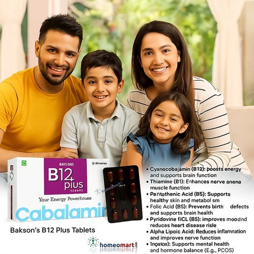 Bakson's B-12 Plus Tablets - Multivitamin with B Complex for Energy, Nerve & RBC Support, 0.12 kg