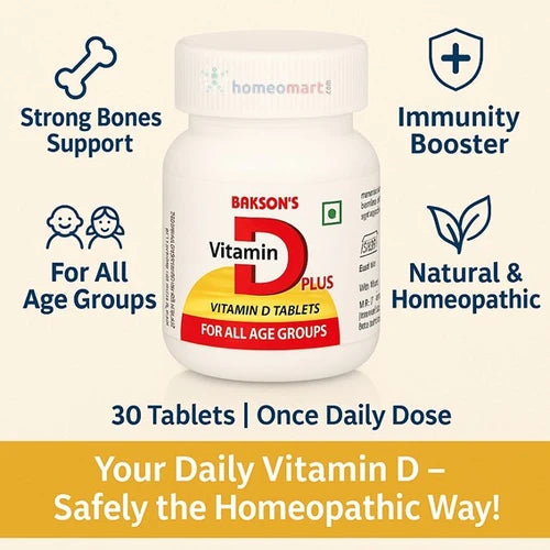 Vitamin D Supplement in Homeopathy Bakson's D Plus Tablets (30 Tabs), 0.08 kg